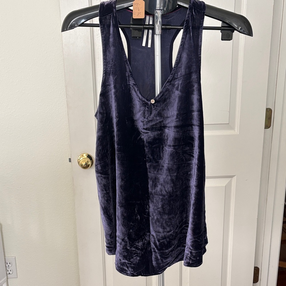 Anthropology Elegant Velvet Tank Top - Rich Purple